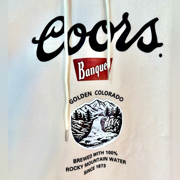 Coors Banquet Hoodie Sweatshirt XXL CreamFleece Pullover - Picture 3 of 4